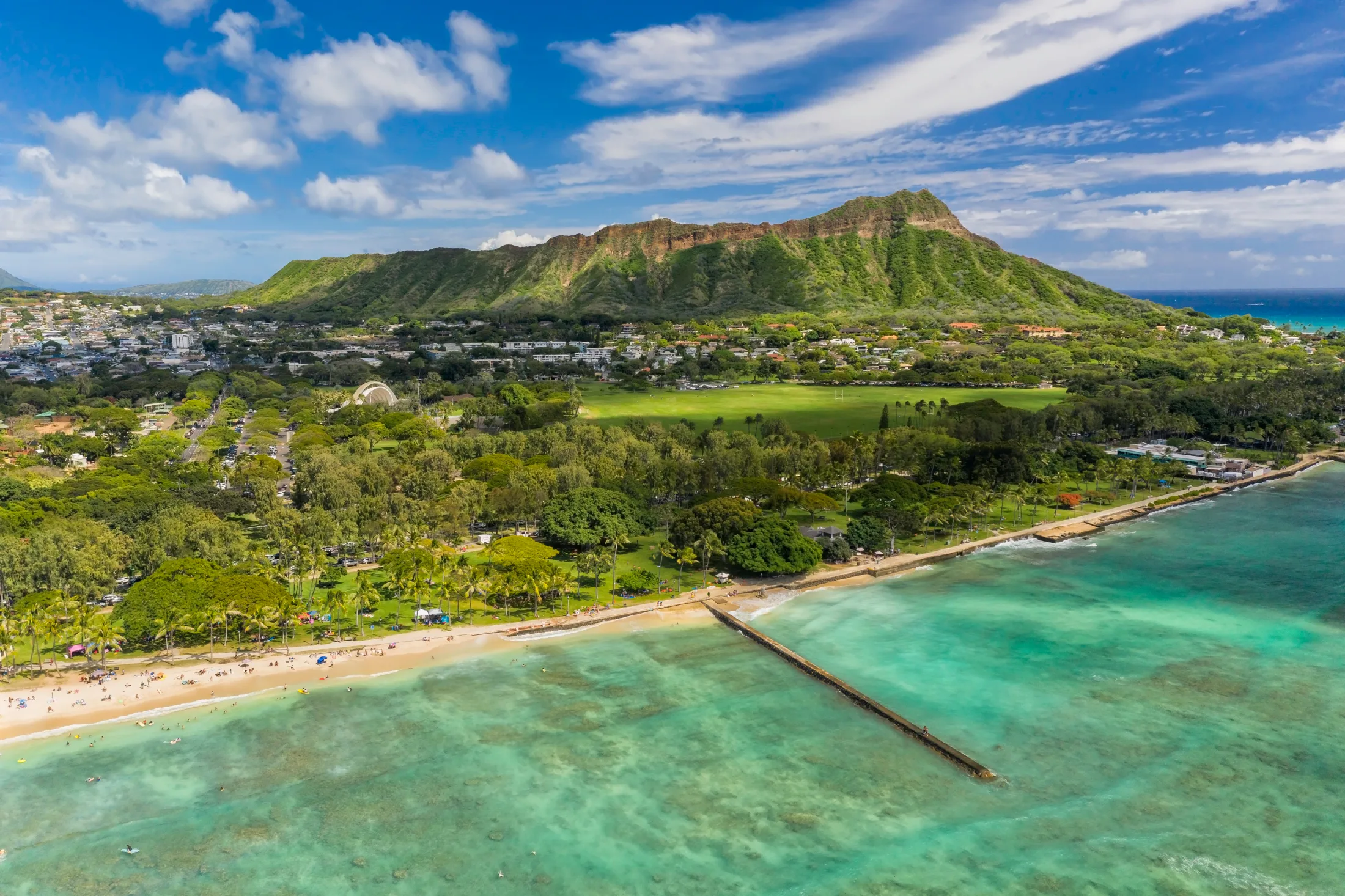 Diamond Head and the Honolulu coastline